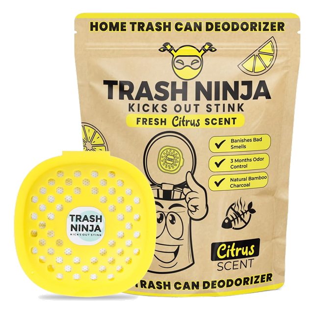 Trash Ninja home trash can deodorizer with yellow diffuser 