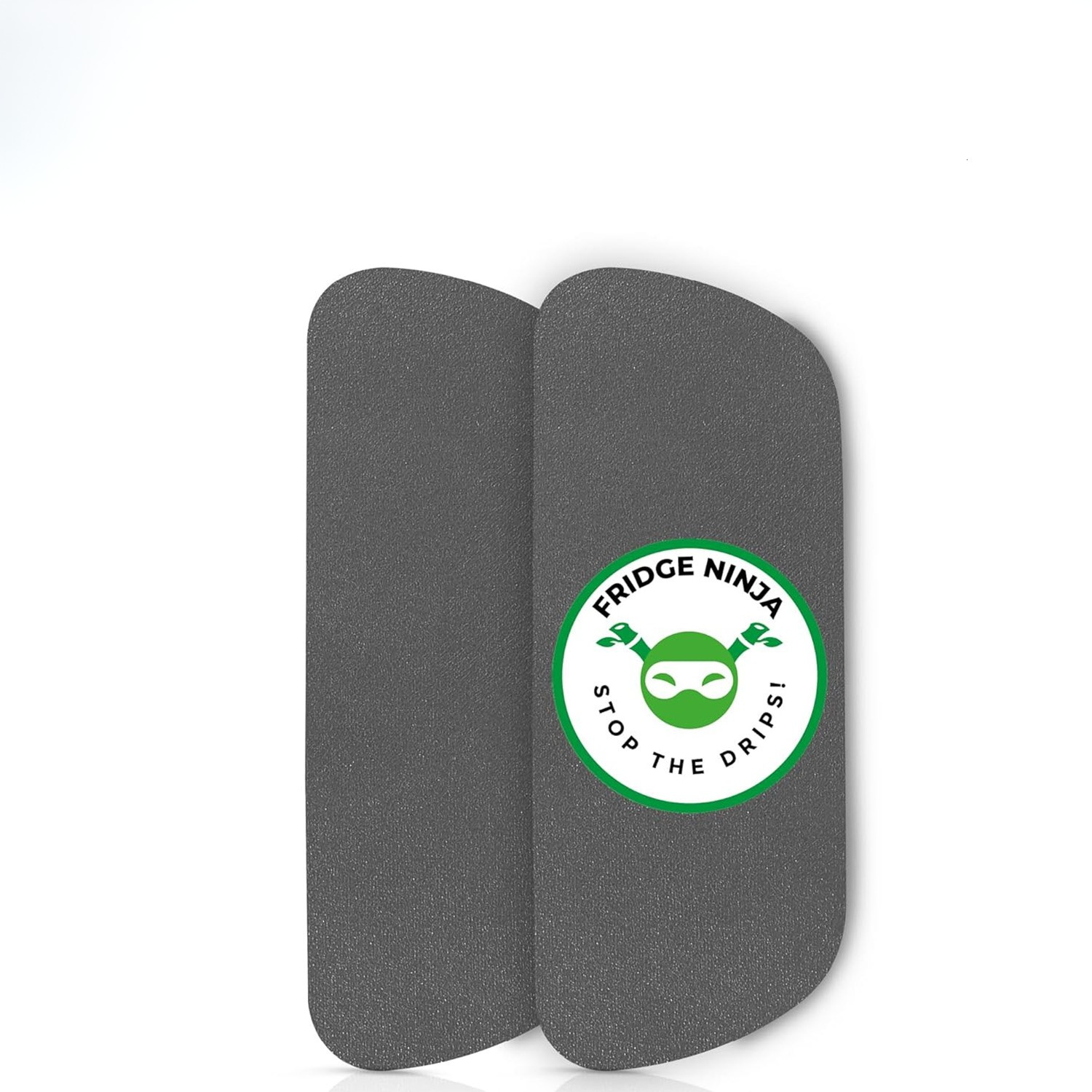 Two gray refrigerator door with 'Fridge Ninja' 